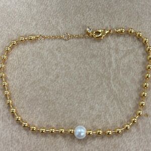 Pandora Gold Bracelet with Pearl Accent adjustable 7 to 8 inches new no box